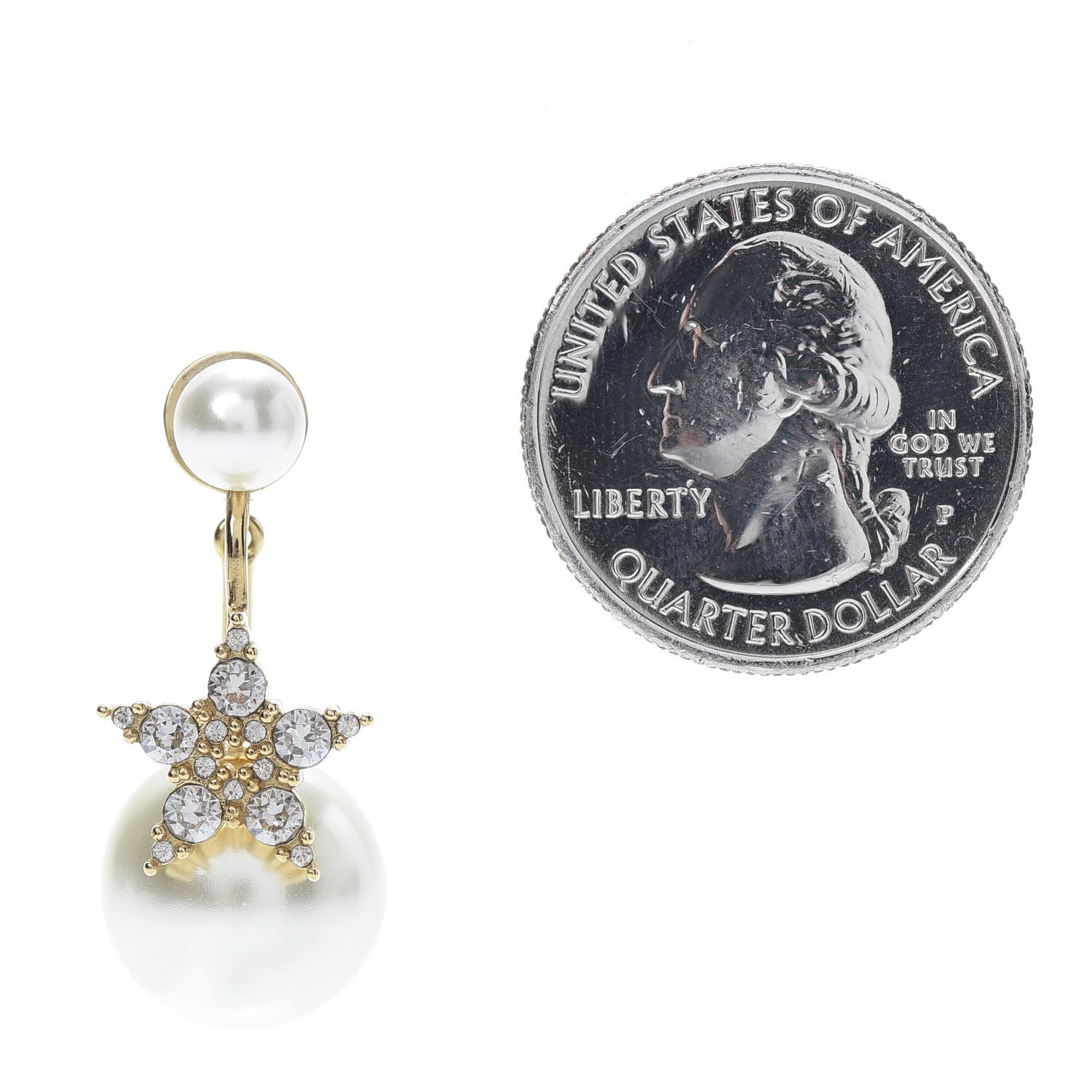 Christian Dior Pearl Crystal My ABCDior Tribales Etoile Earring Gold 2 of 4
