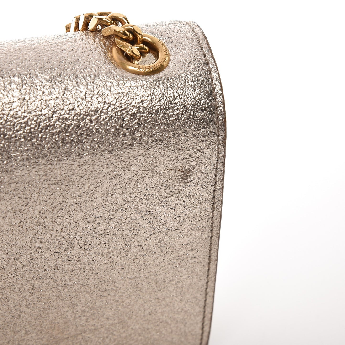 Metallic Calfskin Small Classic Monogram Kate Satchel Pale Gold