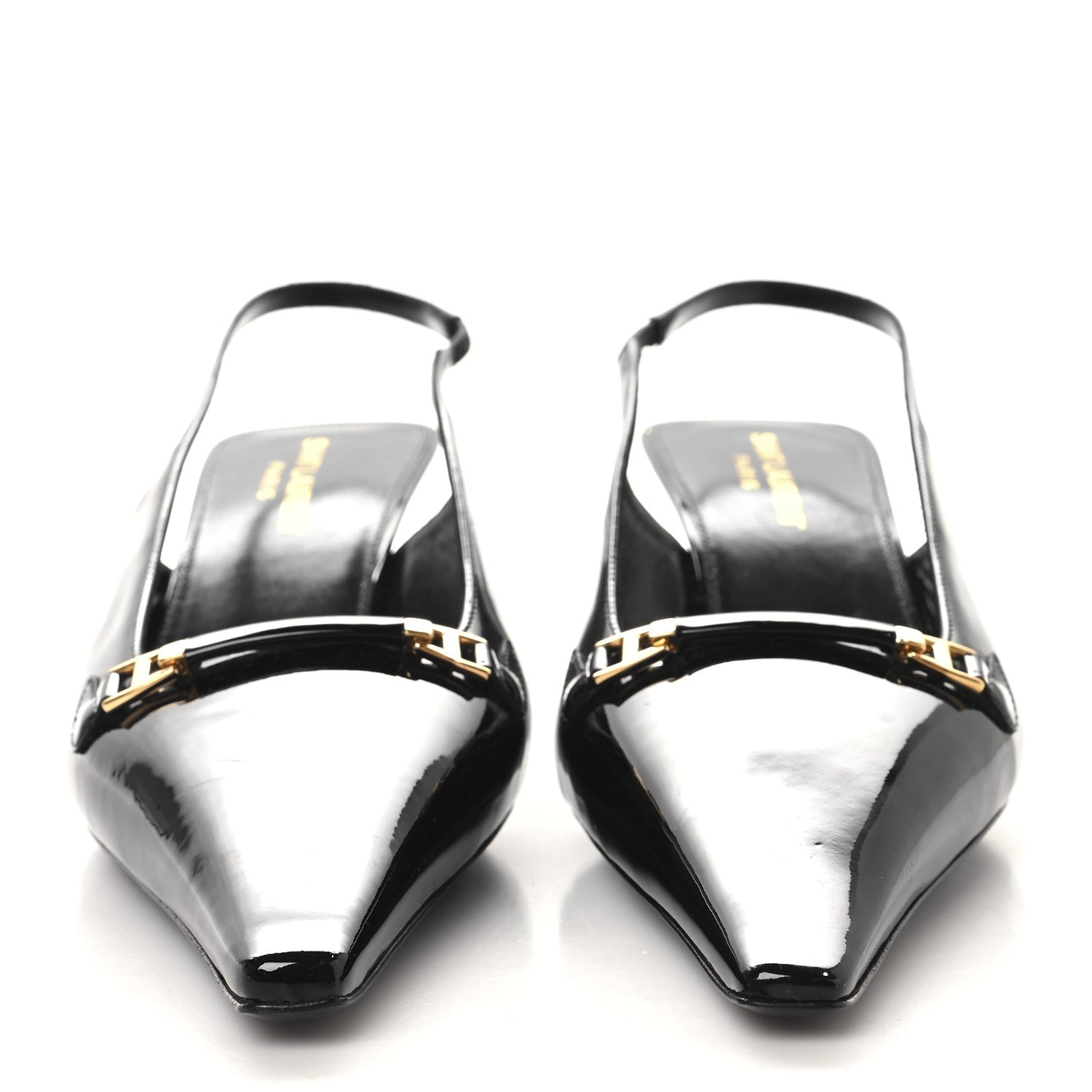 Saint Laurent Patent Bade Slingback Pumps 39 Black 3 of 9