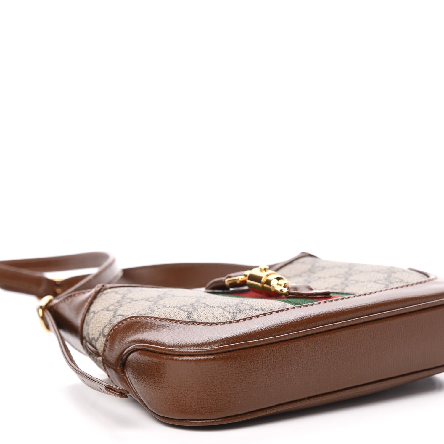Gucci GG Supreme Monogram Azalea Calfskin Web Mini Jackie 1961 Hobo Beige Ebony Brown Sugar 9 of 11