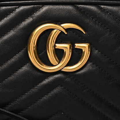 Gucci Calfskin Matelasse Small GG Marmont Chain Shoulder Bag Black 8 of 11