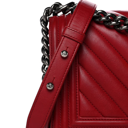Chanel Calfskin Chevron Quilted Medium Boy Flap Dark Red 8 of 17