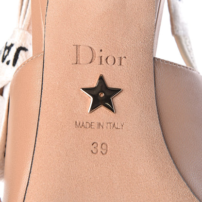 Christian Dior Lambskin Ribbon Flower Embroidered J'Adoir Slingback 65mm Pumps 39 Nude 6 of 8