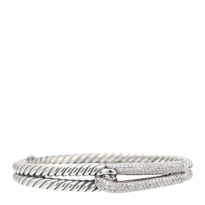 David Yurman Sterling Silver Diamond Pave 10mm Single Loop Labyrinth Bracelet 1 of 5