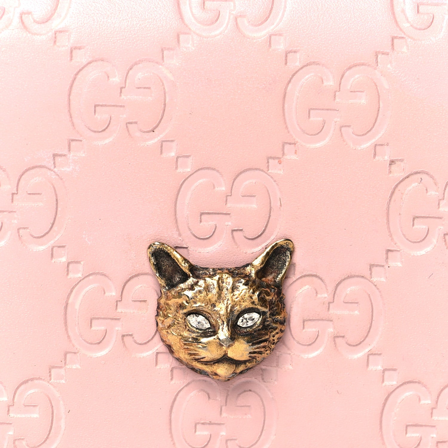 Gucci Guccissima Signature Crystal Cat Card Case Wallet Light Candy Pink 8 of 15