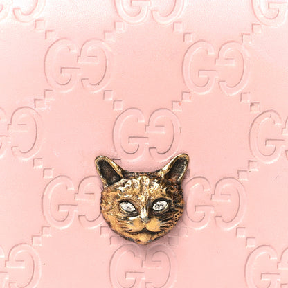 Gucci Guccissima Signature Crystal Cat Card Case Wallet Light Candy Pink 8 of 15