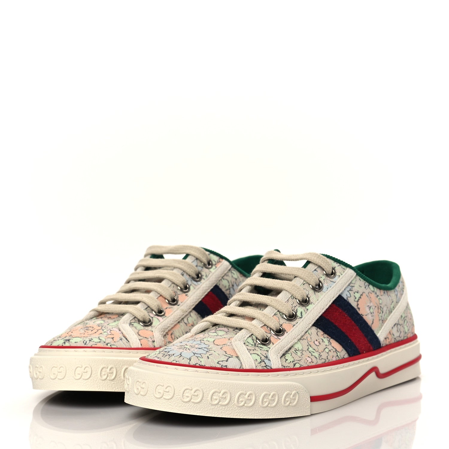 Gucci X LIBERTY OF LONDON Canvas Web Tracy Print Womens 1977 Tennis Sneakers 36.5 Mint Peach Mystic White 3 of 8