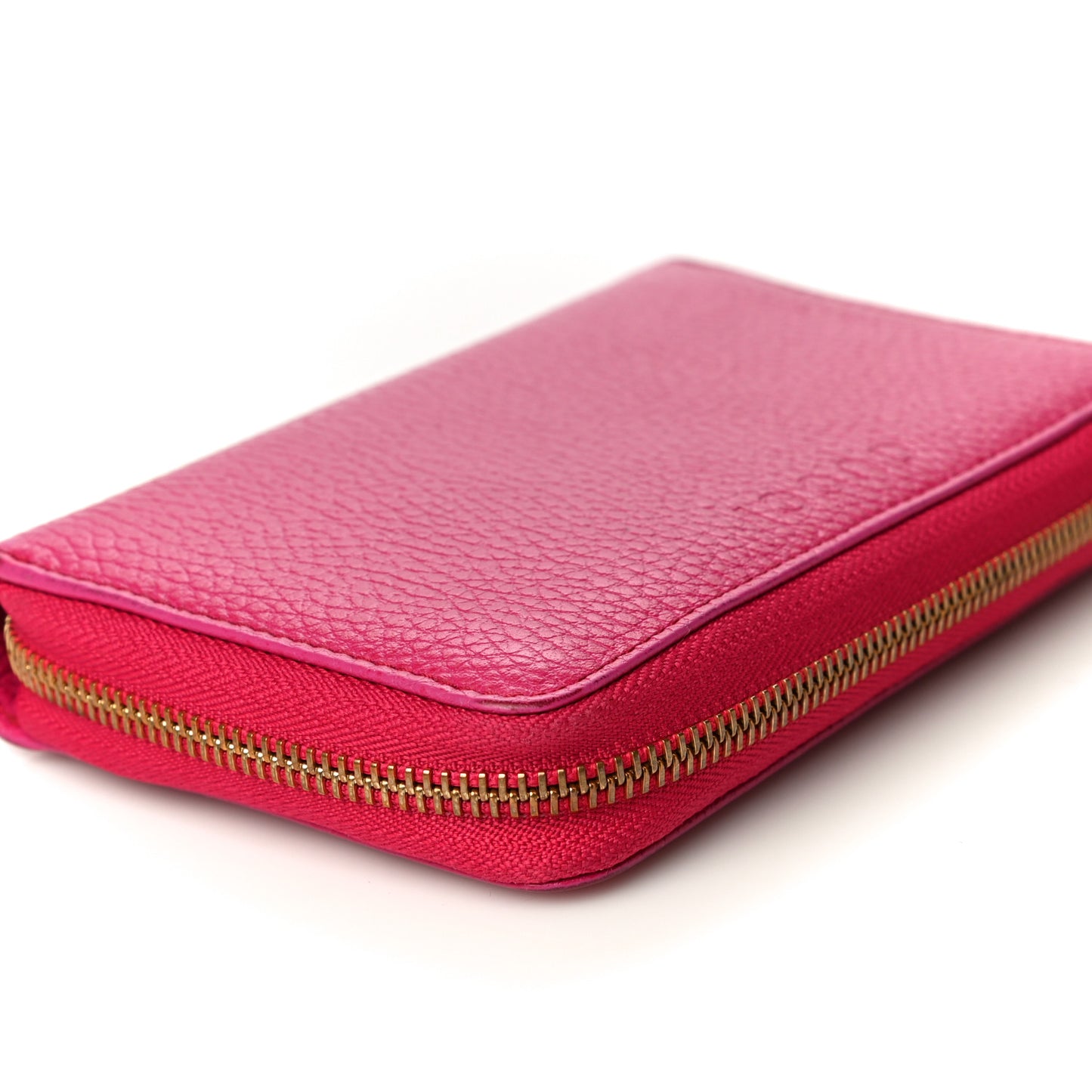 Pebbled Calfskin Zip Around Wallet Pink