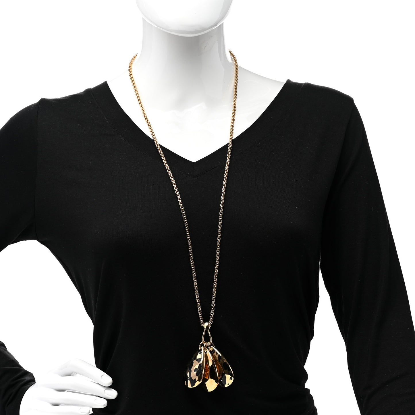 Metal Leopard Teardrop Necklace Gold