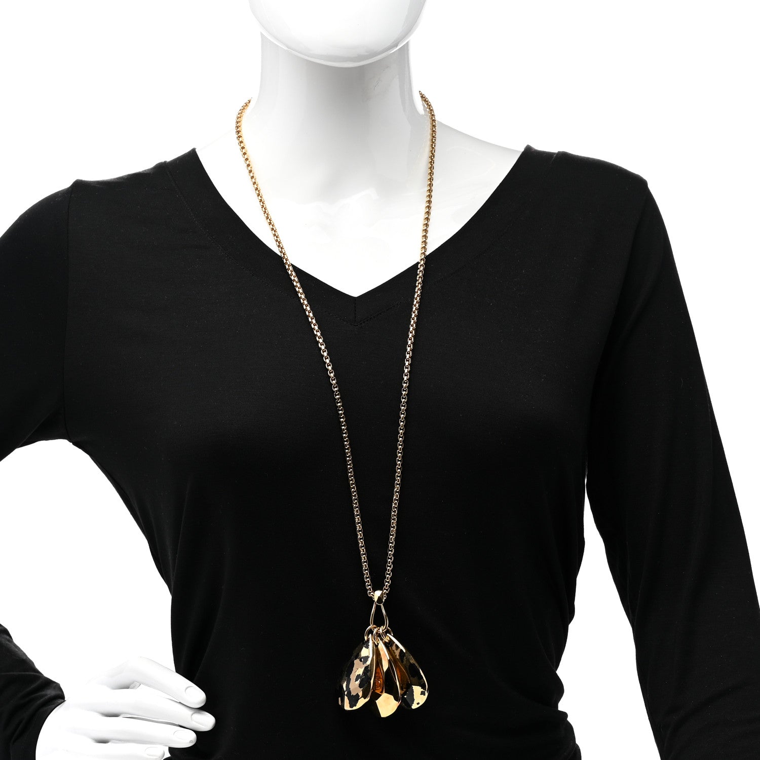Christian Dior Metal Leopard Teardrop Necklace Gold 2 of 5