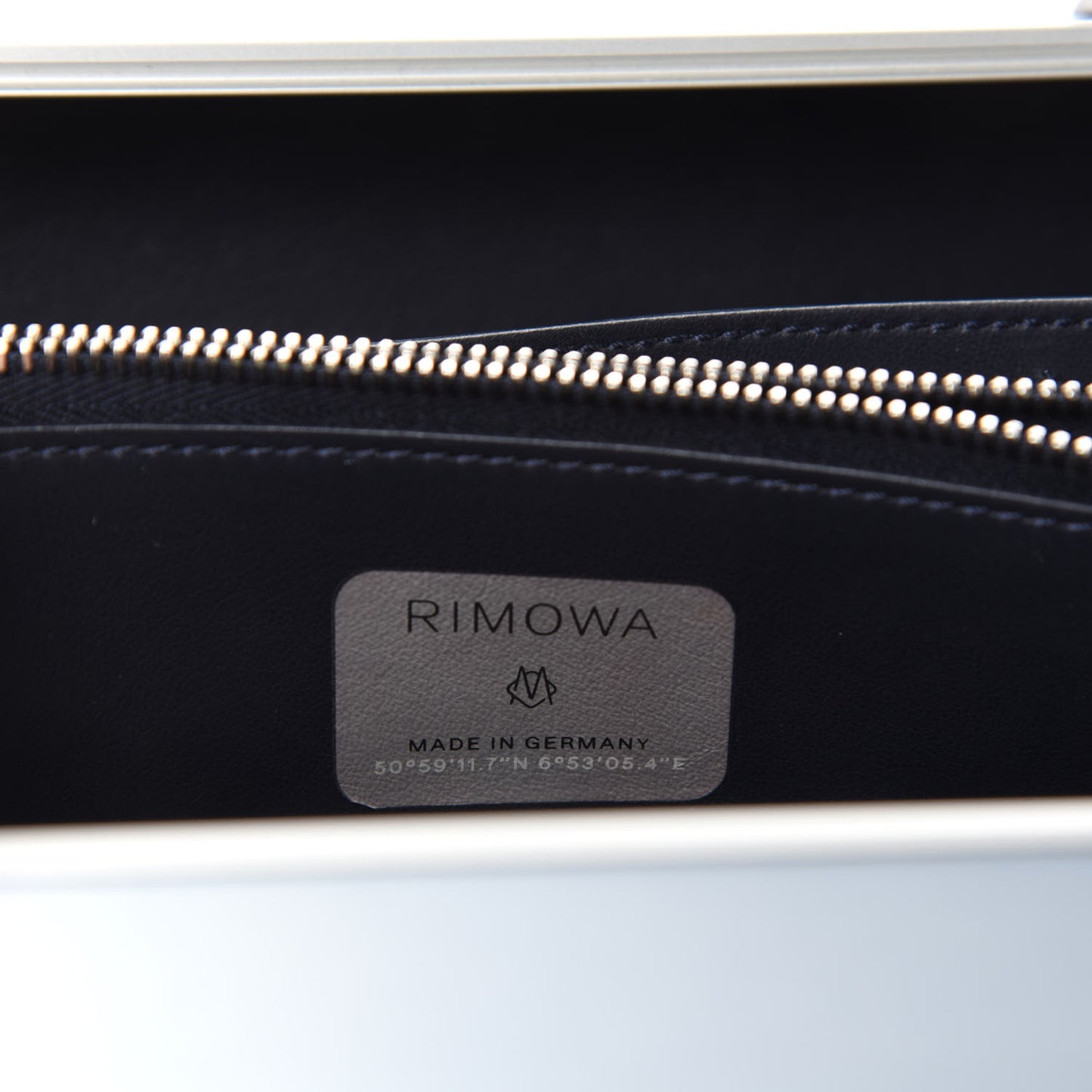 X RIMOWA Aluminum Personal Clutch On Strap Bleu