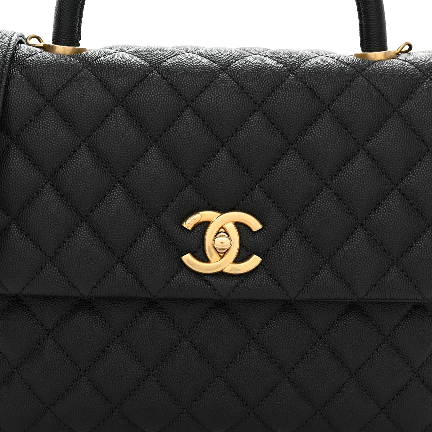 Caviar Quilted Medium Coco Handle Flap Black