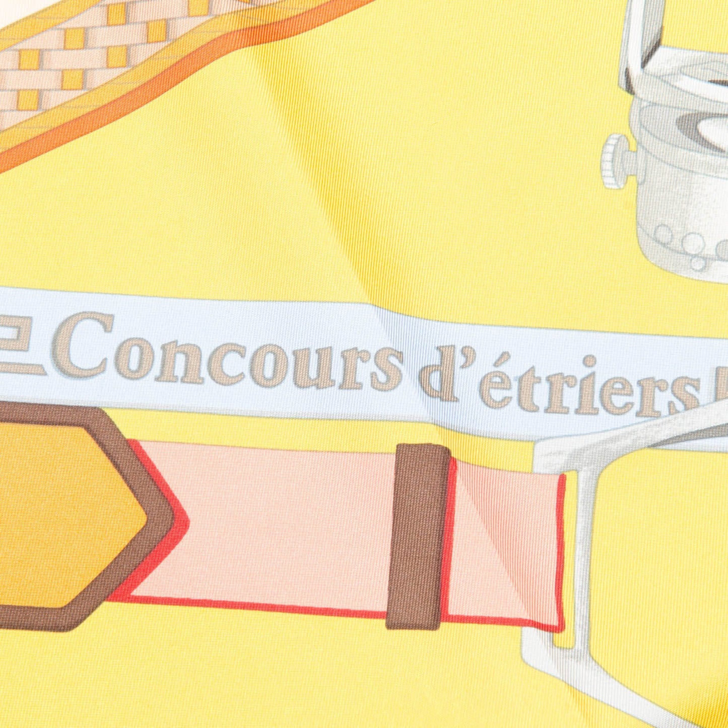 Silk Concours D'Etriers Scarf 90 Jaune D'Or Rouge H Gris