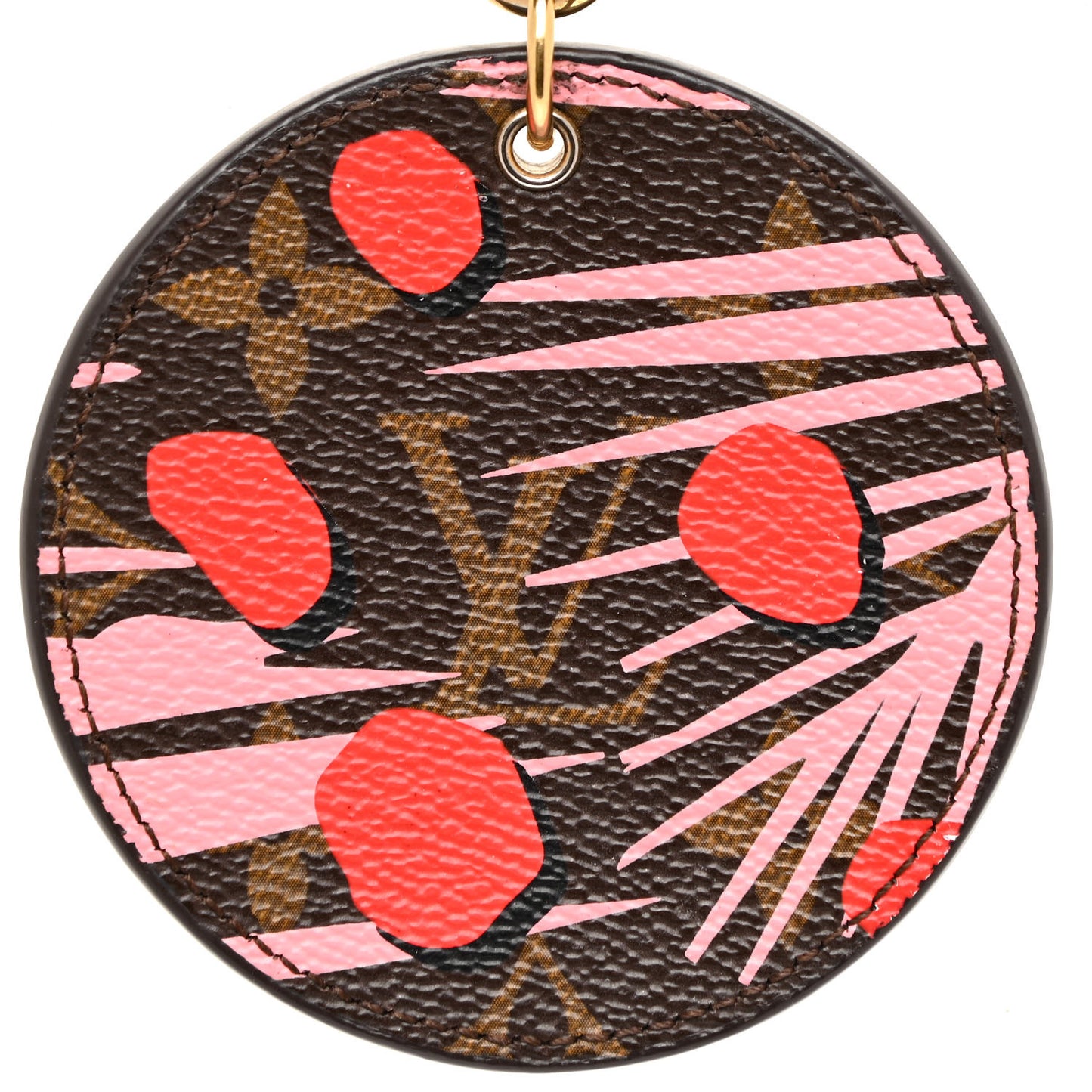 Monogram Jungle Dots Bag Charm Key Ring Sugar Pink Poppy