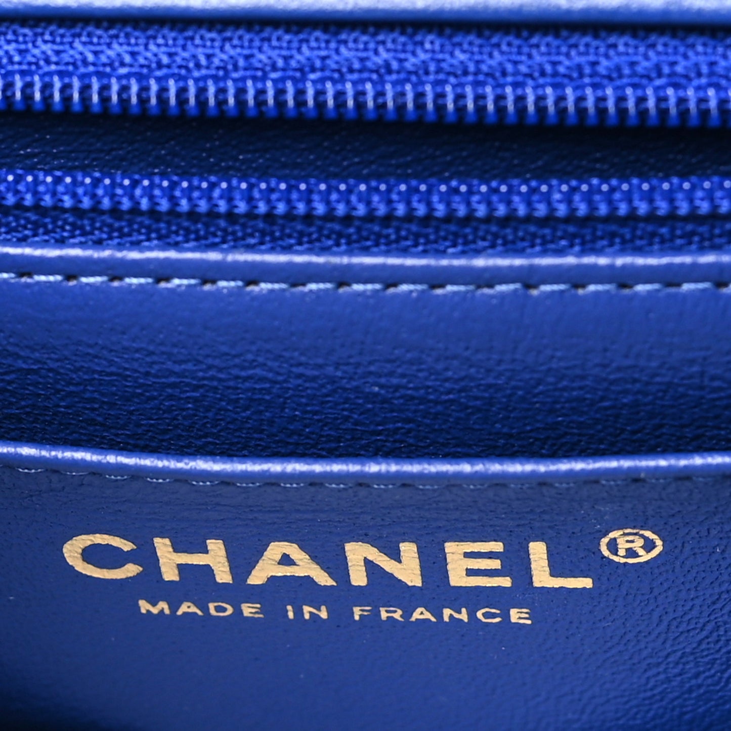 Lambskin Quilted Mini Top Handle Rectangular Flap Blue