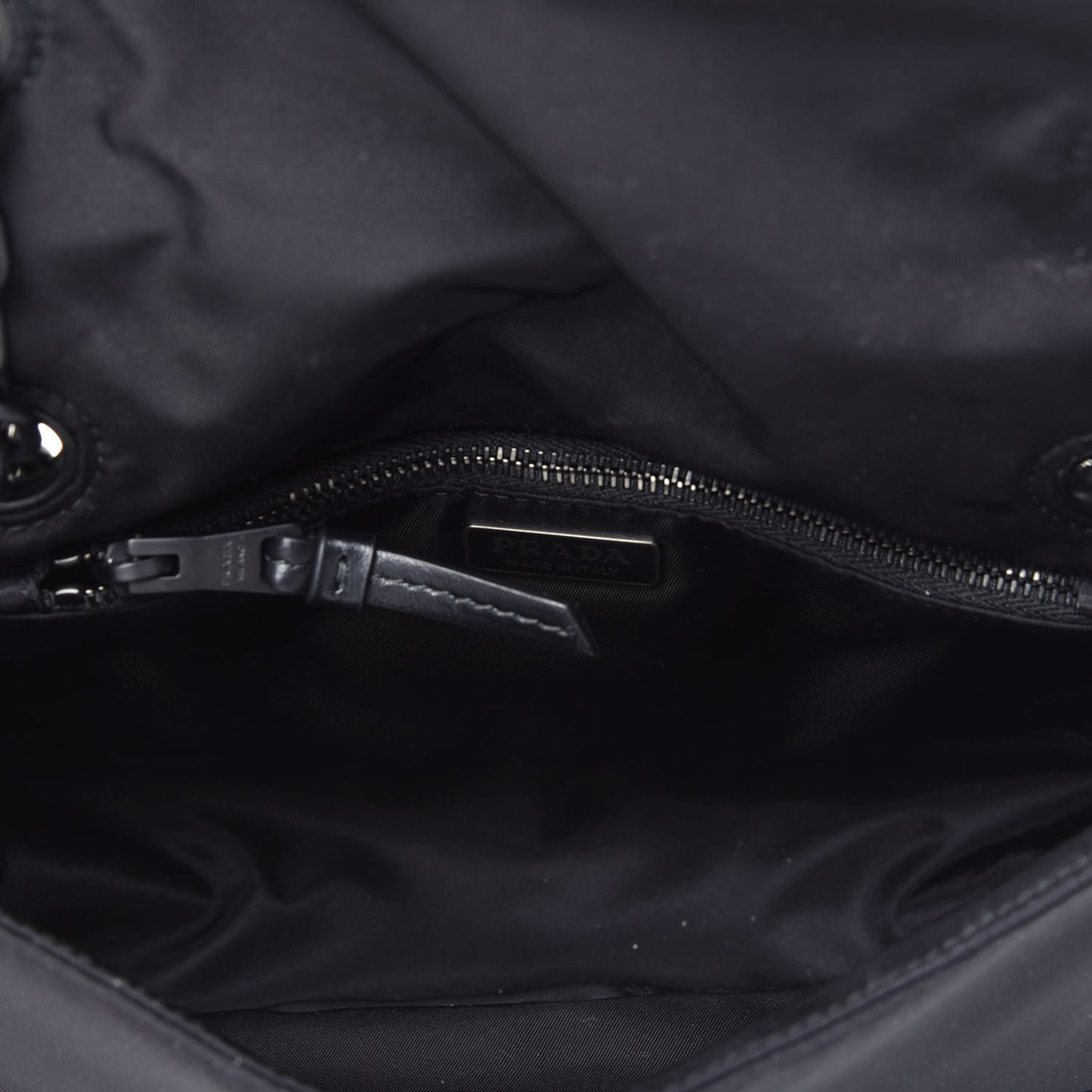 Nylon Tessuto Chain Shoulder Bag Black