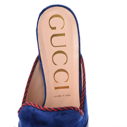 Gucci Velvet Crystal Sylvie Bow Mules 40 Blue 5 of 8