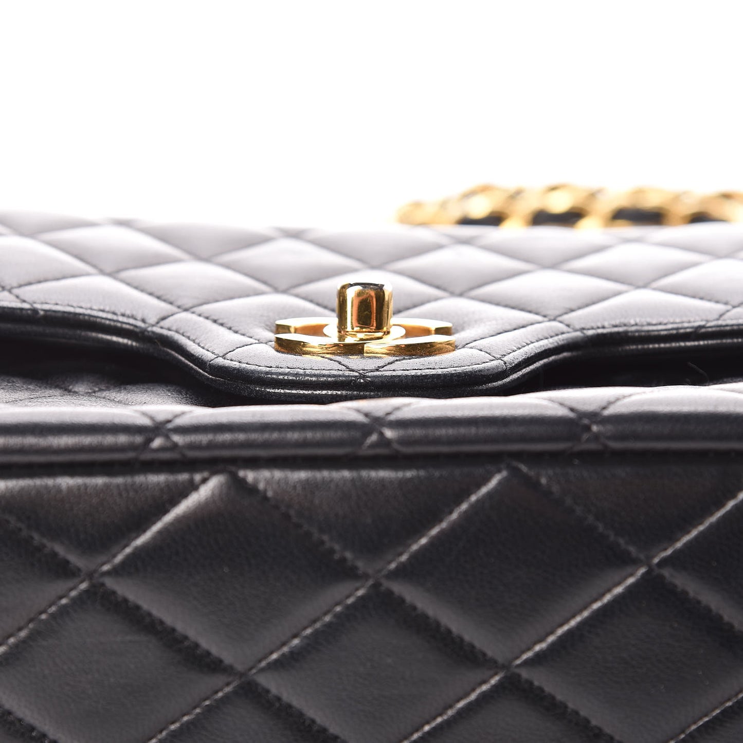 Lambskin Quilted Medium Double Flap Black