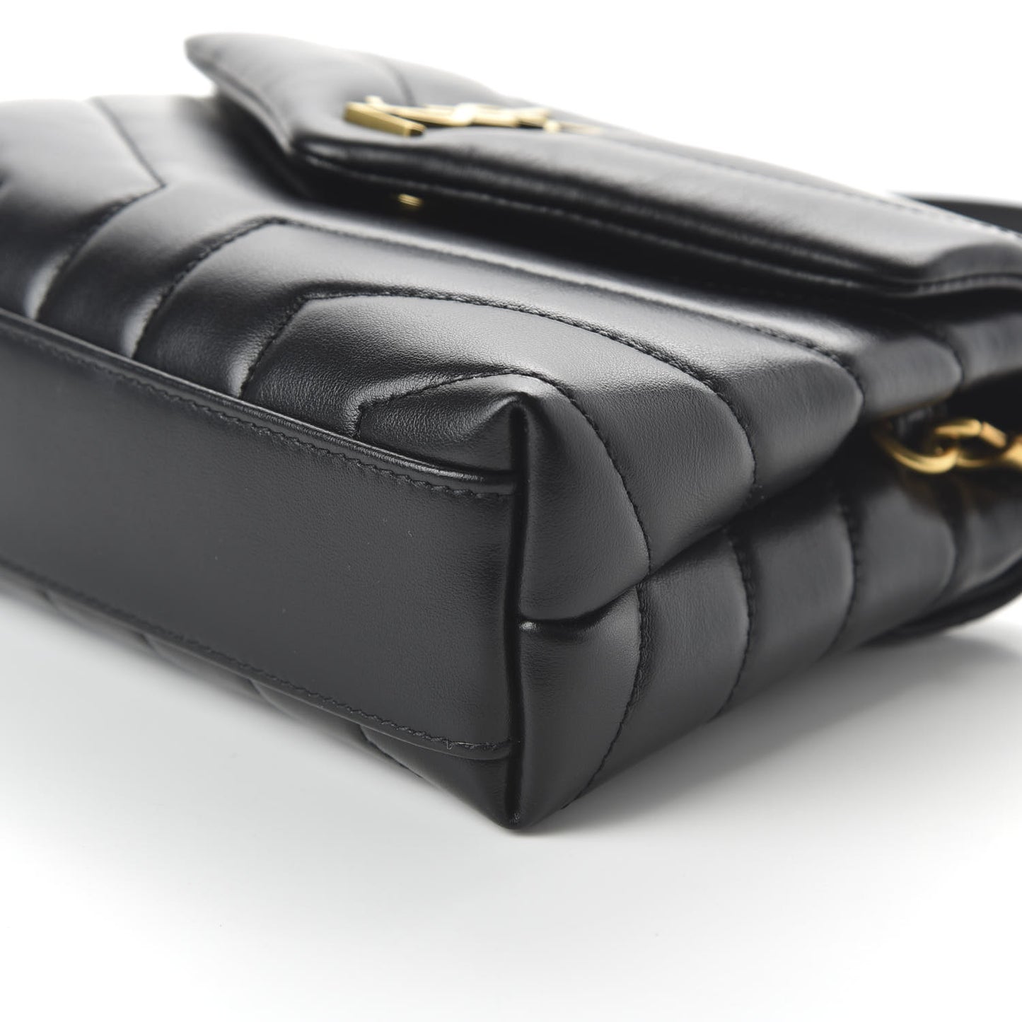 Calfskin Y Quilted Monogram Toy Loulou Crossbody Bag Black