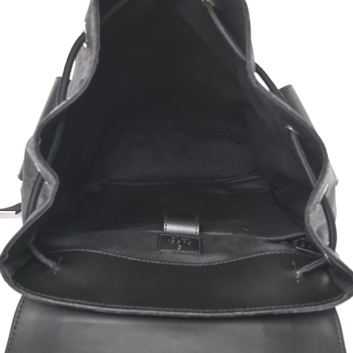 Soft GG Supreme Monogram Appia Calfskin Web Double Buckle Backpack Black