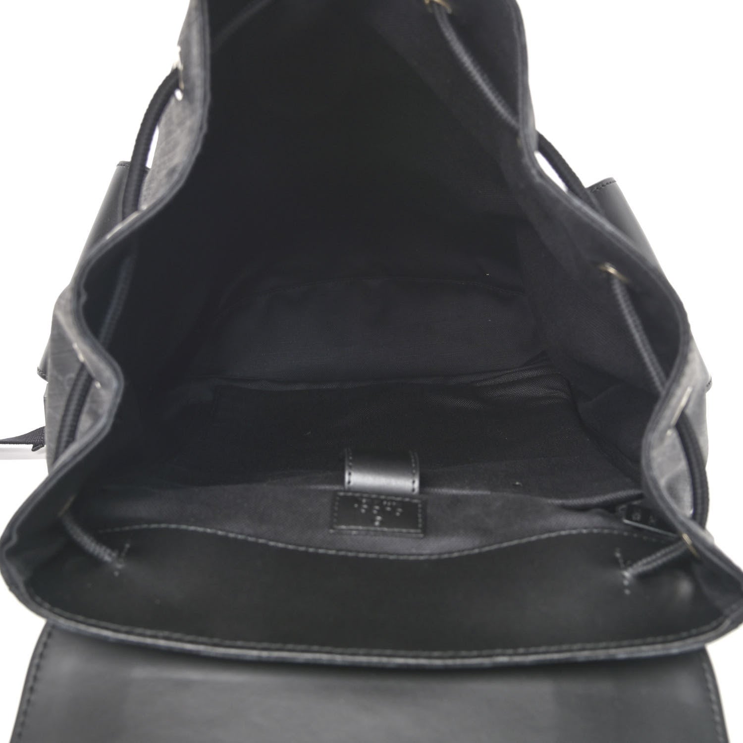 Gucci Soft GG Supreme Monogram Appia Calfskin Web Double Buckle Backpack Black 5 of 10
