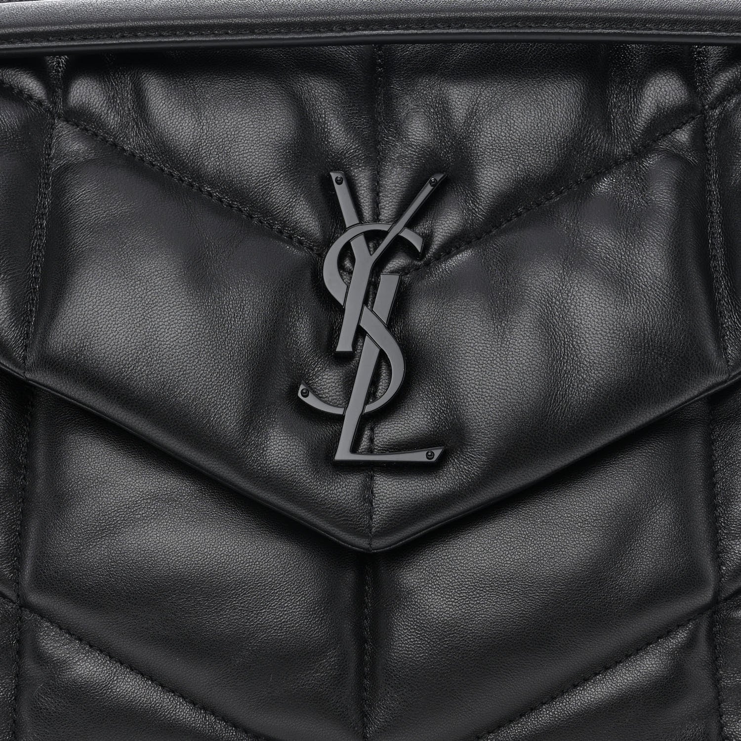 Saint Laurent Lambskin Quilted Monogram Monochrome Medium Loulou Puffer Chain Satchel Black 8 of 10