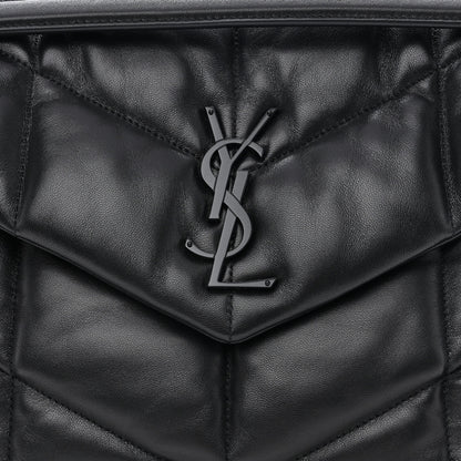 Saint Laurent Lambskin Quilted Monogram Monochrome Medium Loulou Puffer Chain Satchel Black 8 of 10