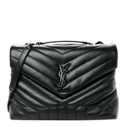 Saint Laurent Calfskin Y Quilted Monogram Monochrome Medium Loulou Chain Satchel Black 1 of 11