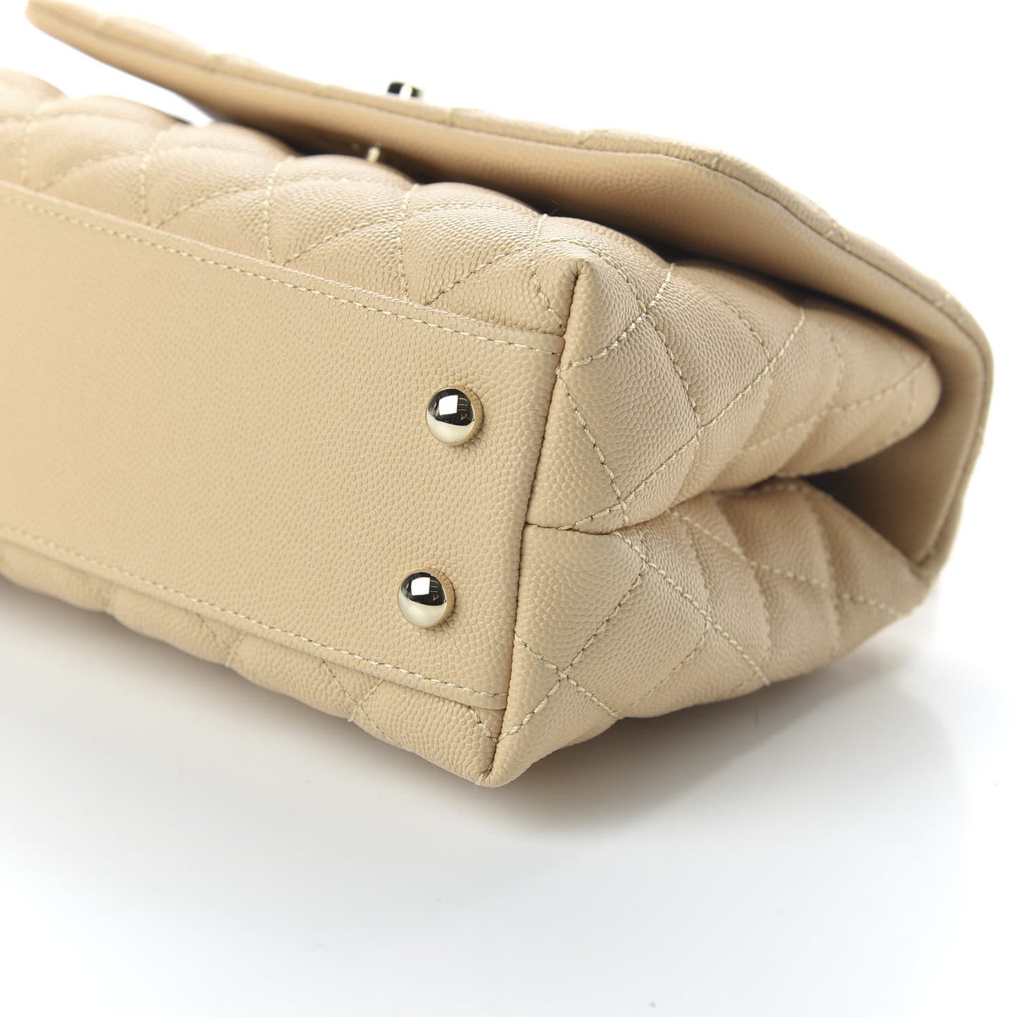 Caviar Lizard Quilted Mini Coco Handle Flap Beige