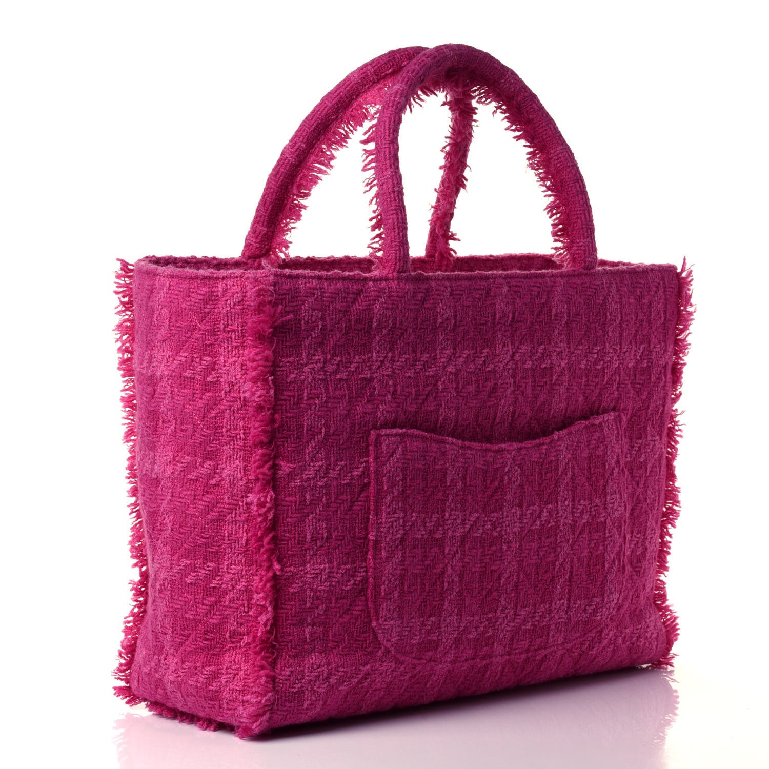 Chanel Wool Tweed Large Zipped Shopping Tote Pink 2 of 4