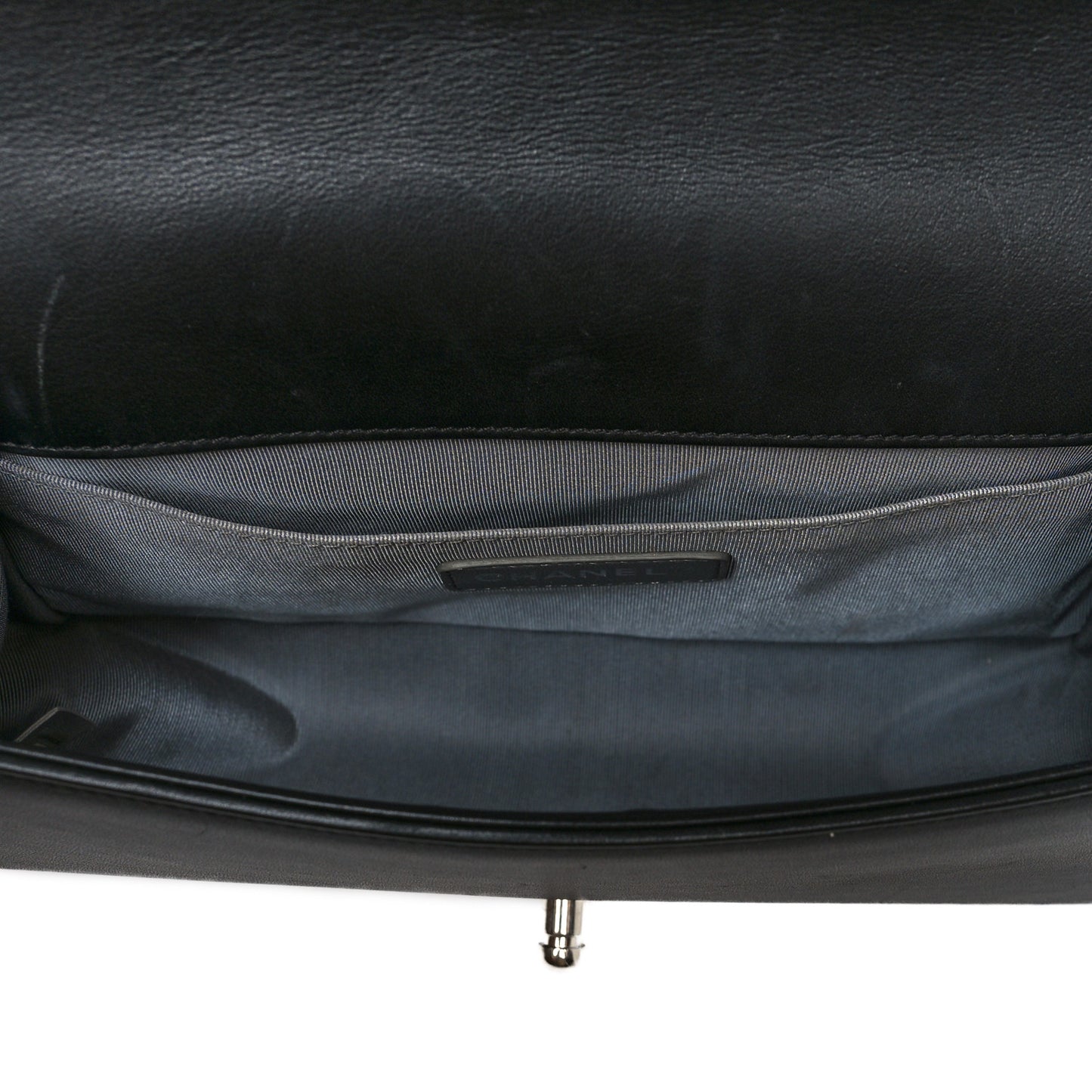 Calfskin Chevron Quilted Medium Boy Flap Black