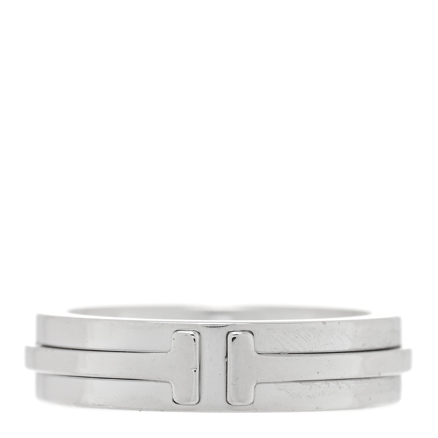 18K White Gold Narrow T Two Ring 46 3.75