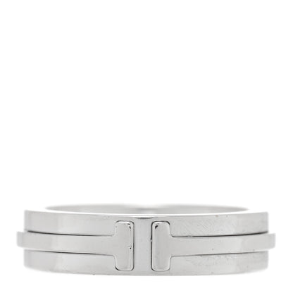 Tiffany 18K White Gold Narrow T Two Ring 46 3.75 1 of 5