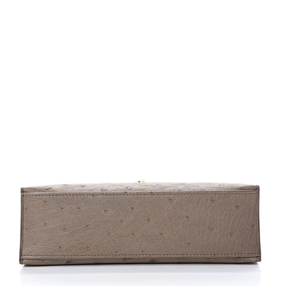 Hermes Ostrich Kelly Pochette Clutch Gris Asphalte 5 of 24