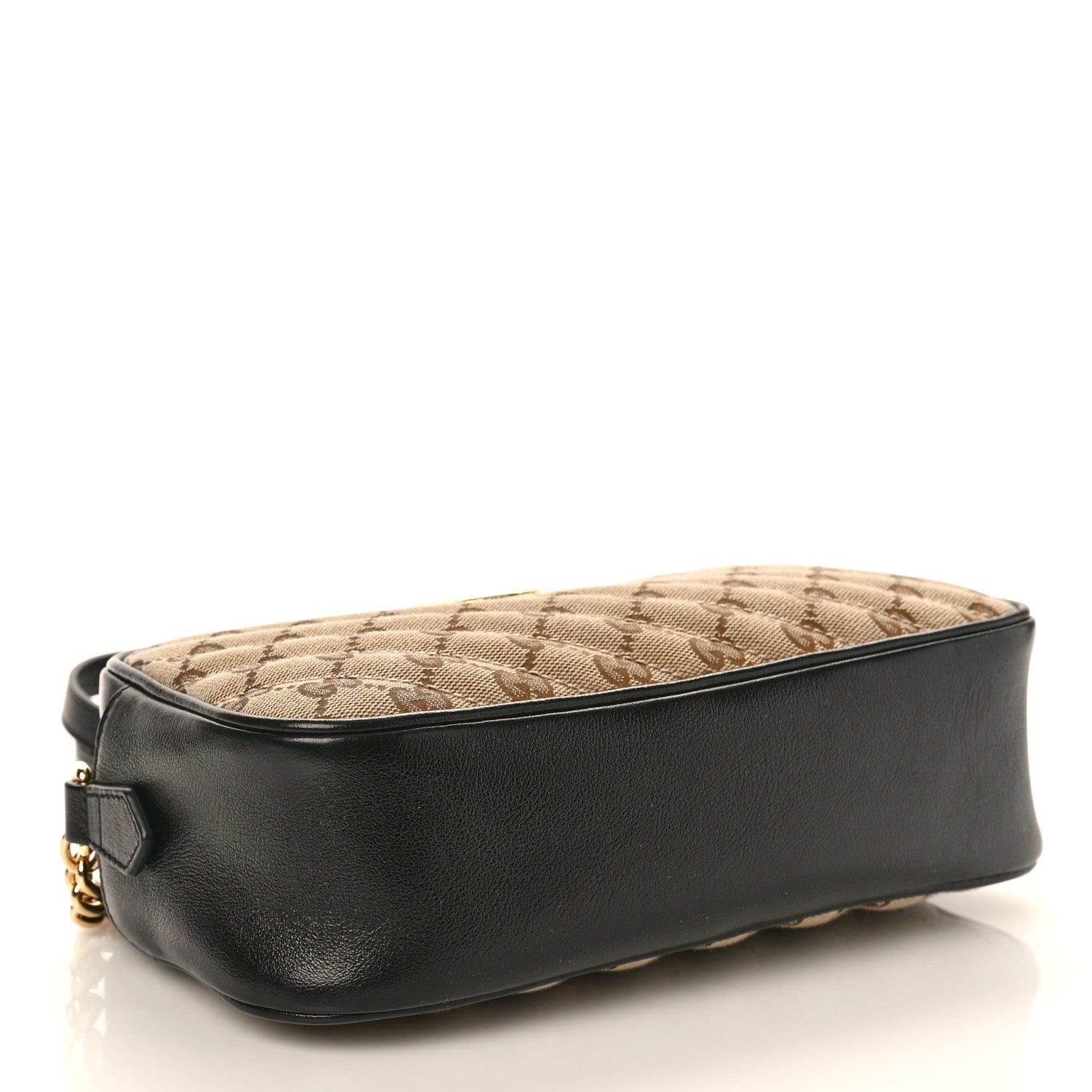 Gucci Monogram Matelasse Diagonal Small GG Marmont Chain Shoulder Bag Beige Black 4 of 11