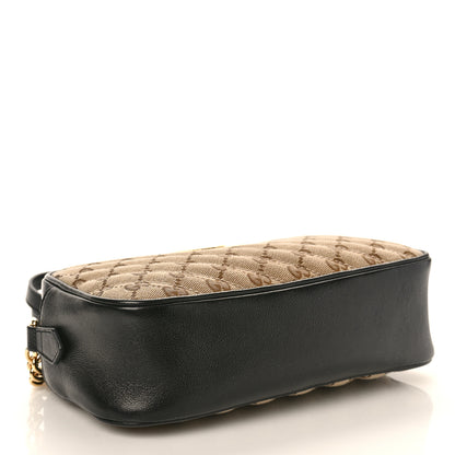 Gucci Monogram Matelasse Diagonal Small GG Marmont Chain Shoulder Bag Beige Black 4 of 11