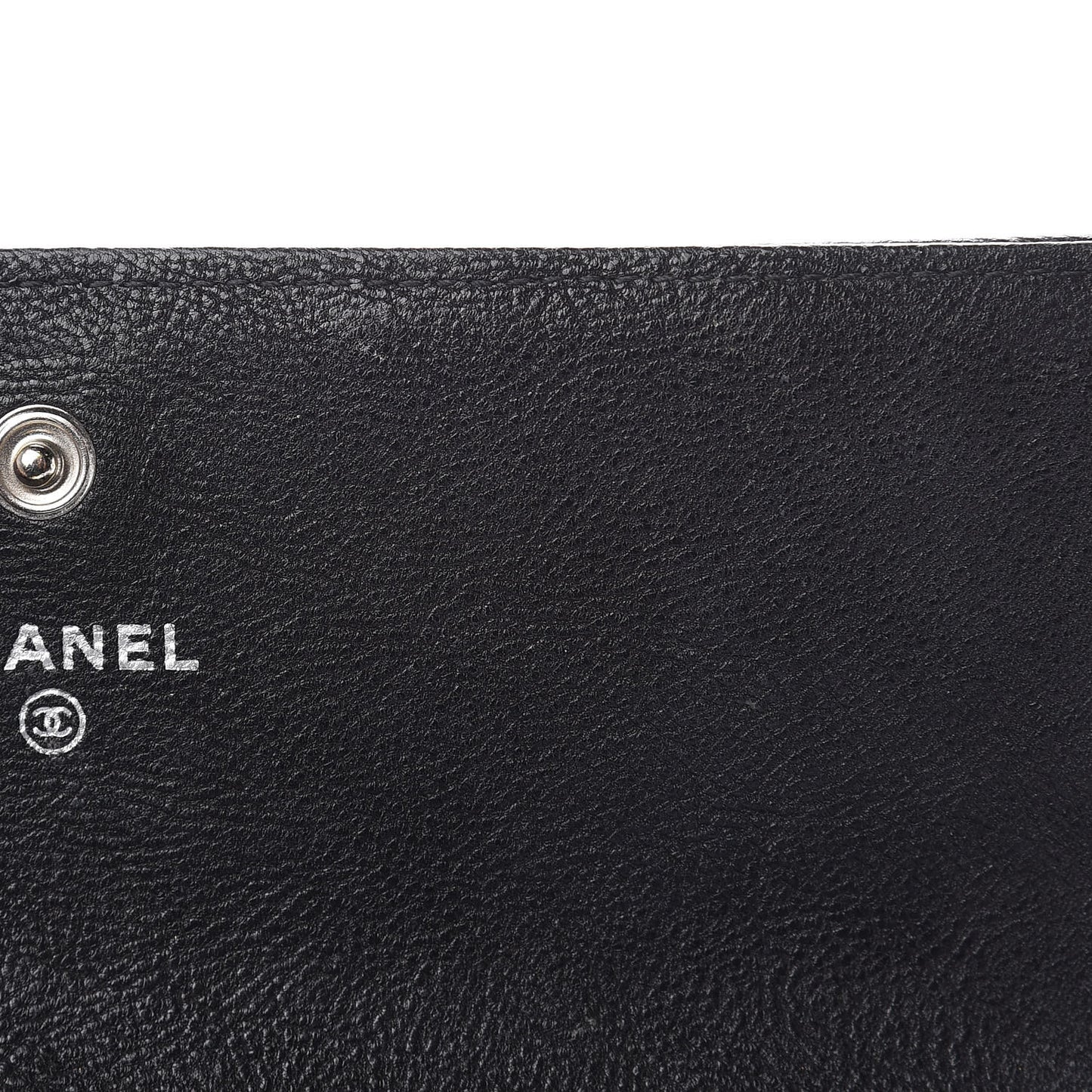 Calfskin Quilted Boy Chain Around Flap Wallet Black