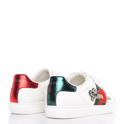 Gucci Calfskin Ayers Web Pierced Heart Embroidered New Ace Sneakers 38.5 White 4 of 11