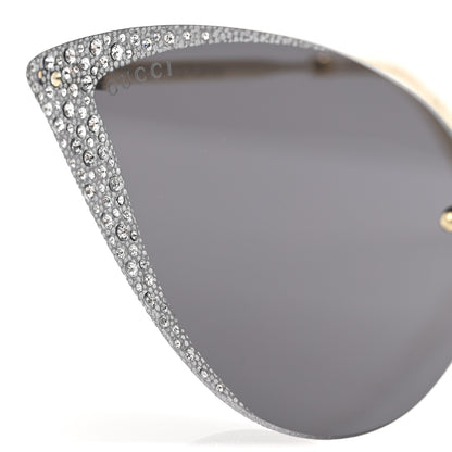 Gucci Metal Crystal Geometrical Frame Sunglasses GG0895S Silver Gold 8 of 9