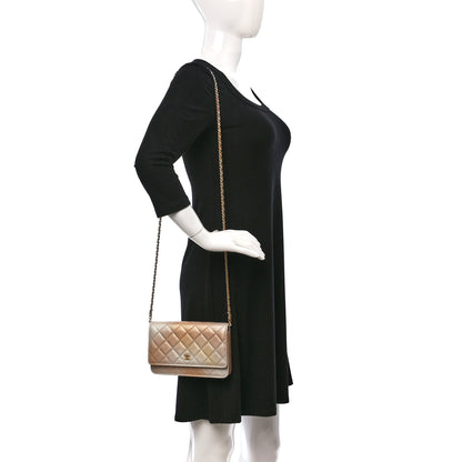 Chanel Metallic Goatskin Quilted Ombre Wallet On Chain WOC Gold 2 of 9