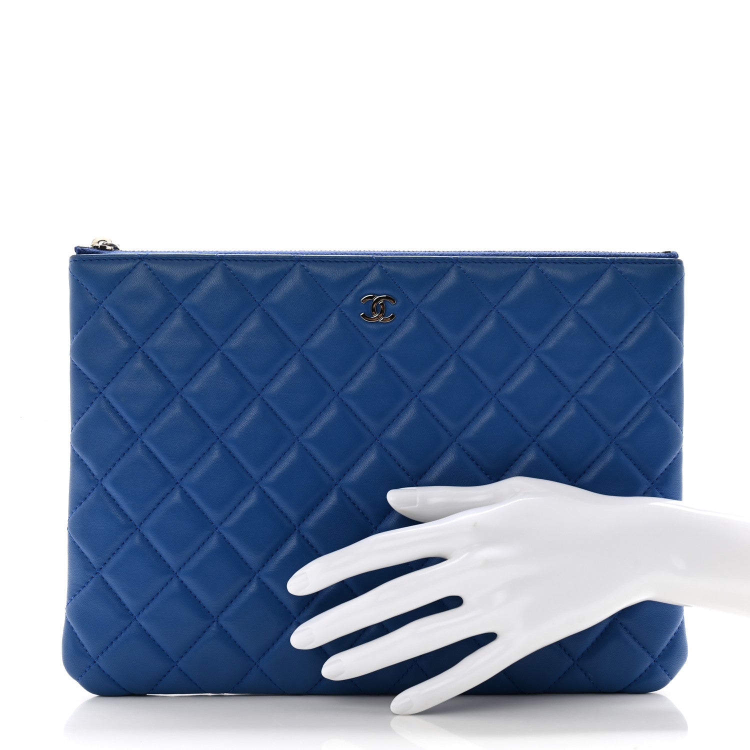 Chanel Lambskin Quilted Medium Cosmetic Case Blue 2 of 10