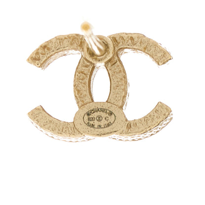Chanel Pearl Crystal CC Charms Stud Earrings Light Gold 4 of 4