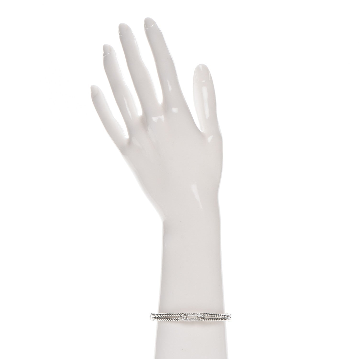 David Yurman Sterling Silver Diamond 7mm Mini Loop Labyrinth Bracelet 2 of 5
