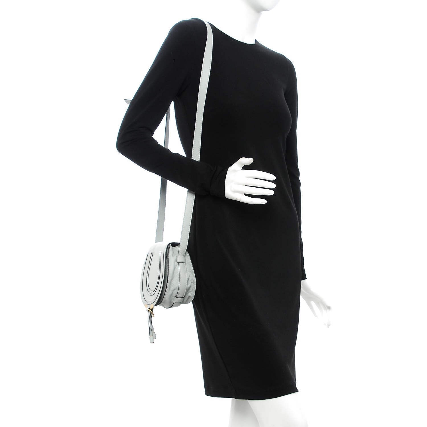 Chloe Calfskin Mini Marcie Round Crossbody Bag Airy Grey 2 of 8