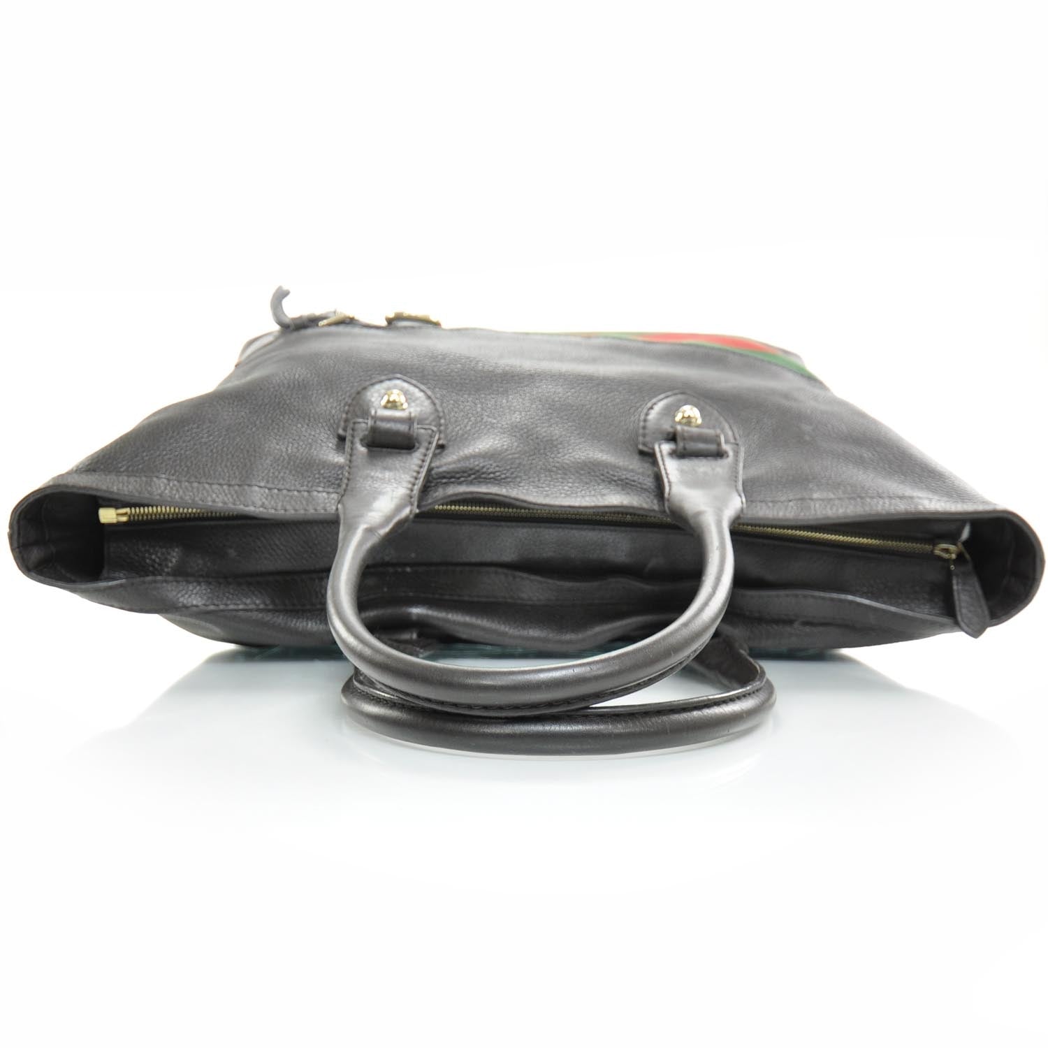 Gucci Leather Large Web Heritage Tote Dark Brown 5 of 9