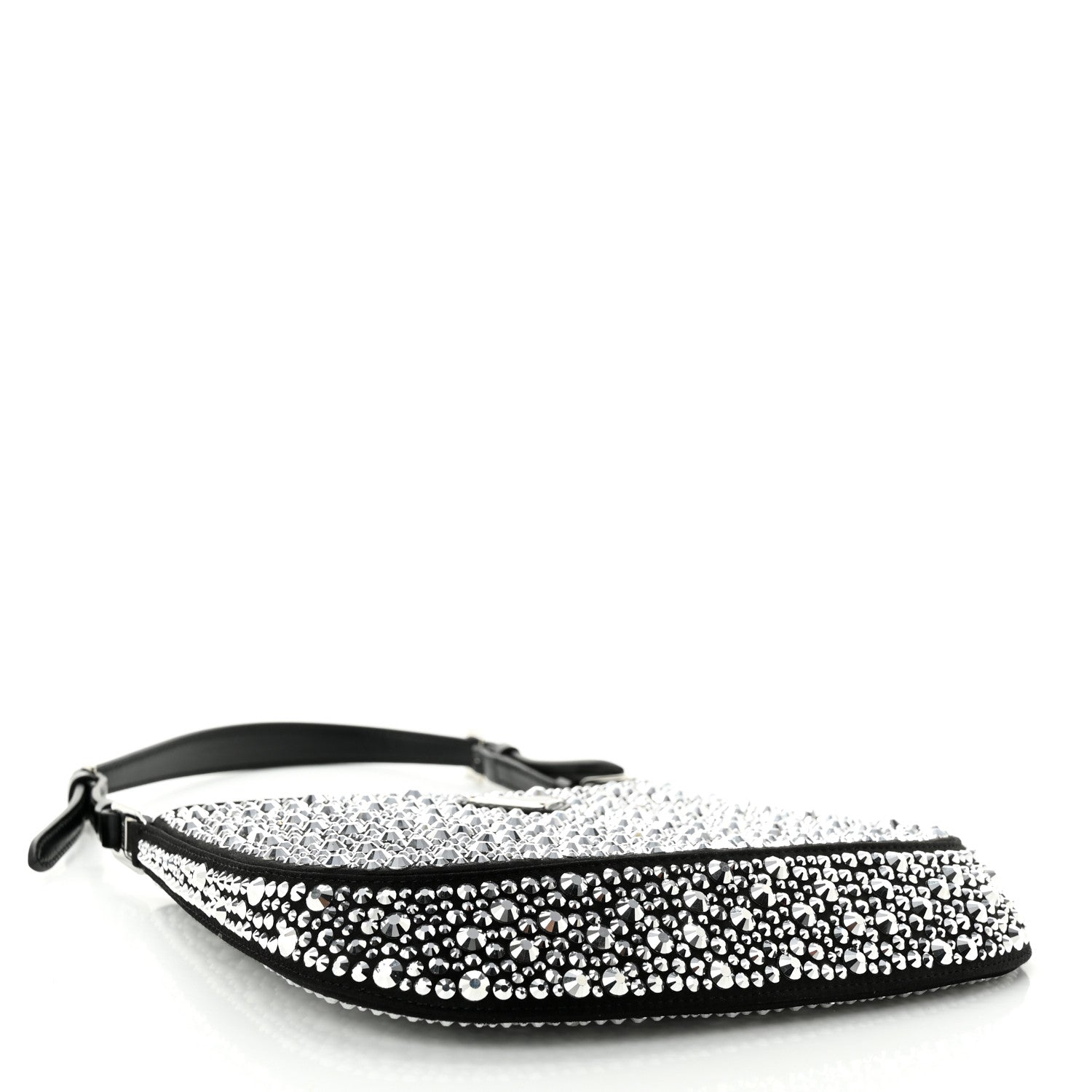 Prada Satin Crystal Cleo Adjustable Strap Shoulder Bag Metal 4 of 10