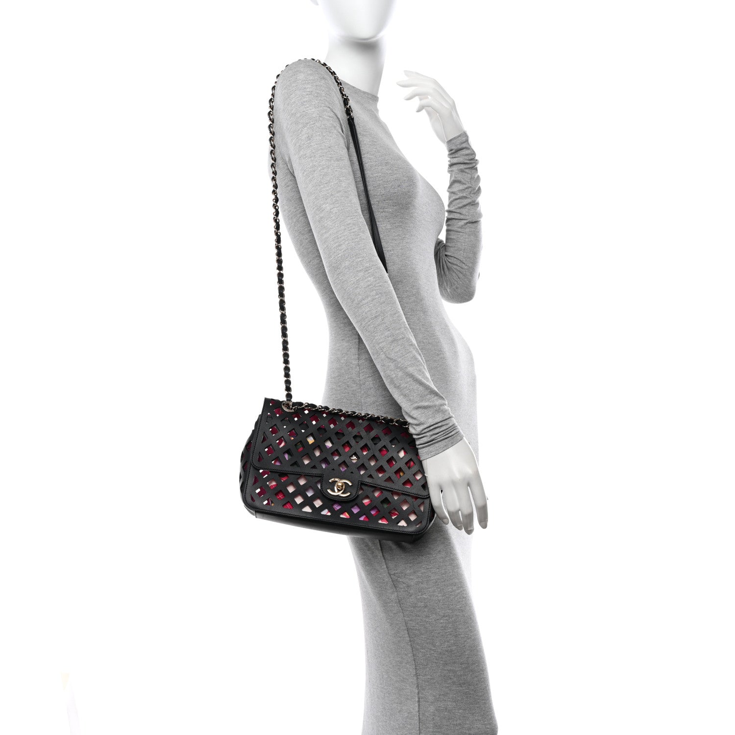 Chanel Lambskin Sea Through Flap Black Multicolor 2 of 14