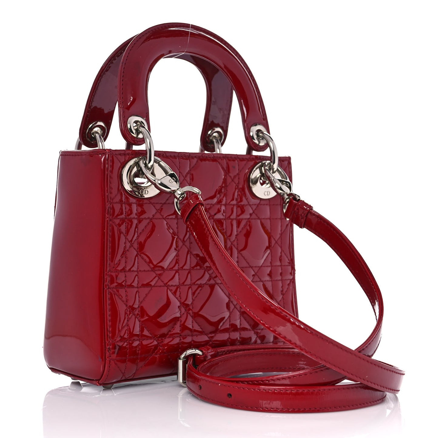 Patent Cannage Mini Lady Dior Red