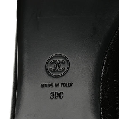 Chanel Crumpled Shiny Lambskin CC Cap Toe Ballerina Flats 39 Black White 8 of 10