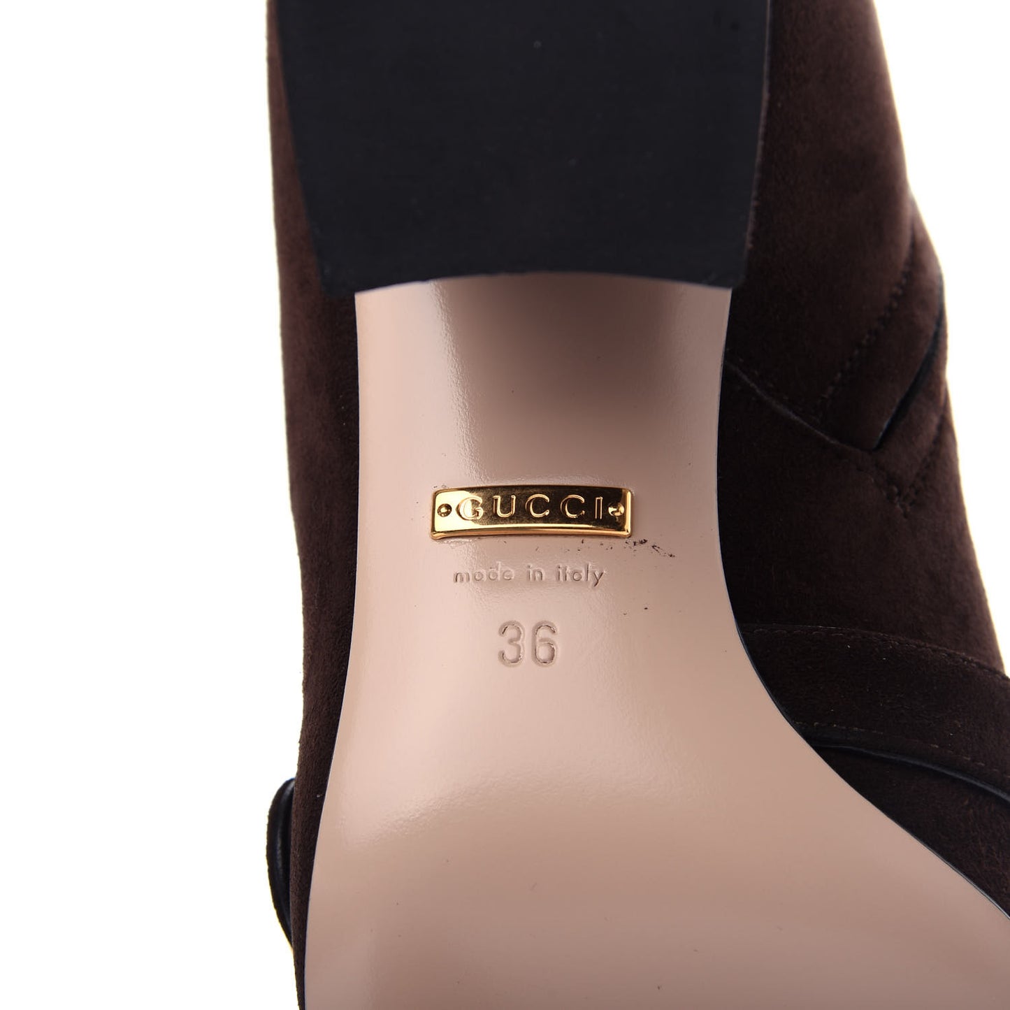 Kid Scamosciato GG Marmont Fringe 75mm Ankle Boots 36 Cocoa